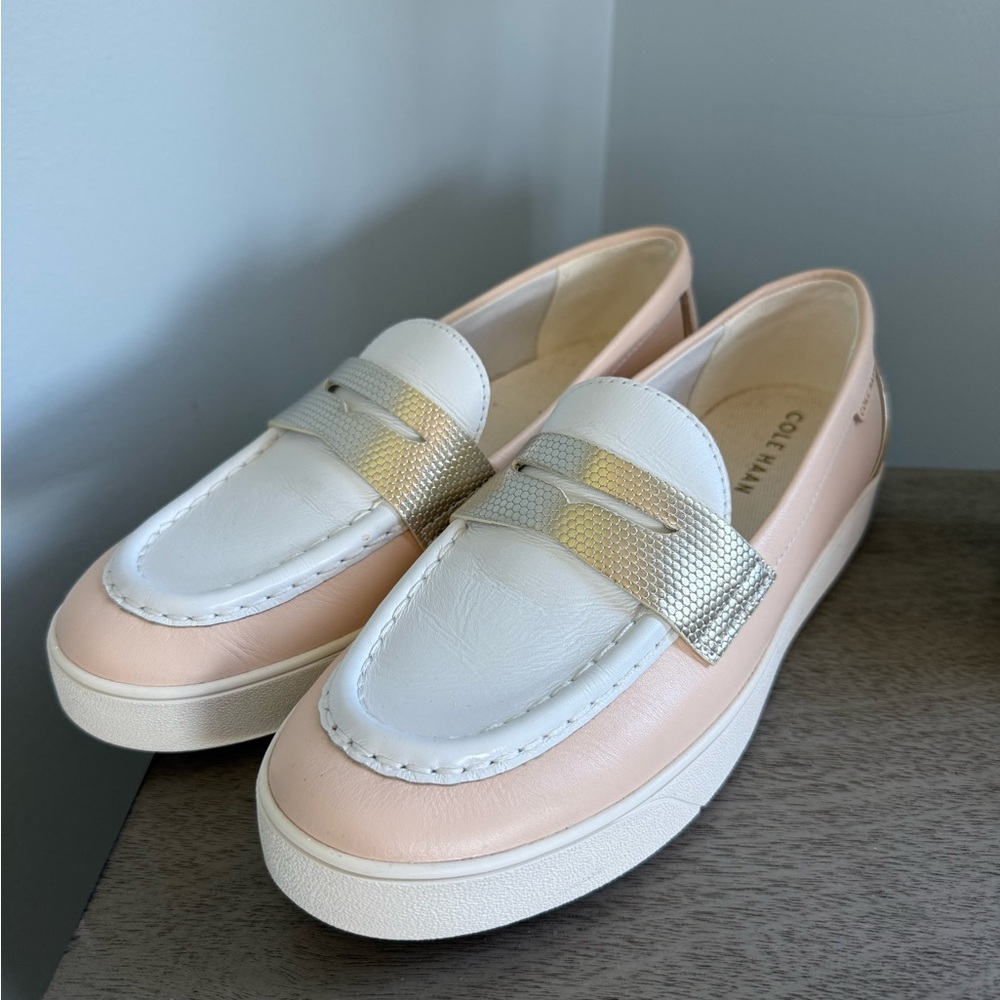 Cole Haan Pink and White Casual Loafers